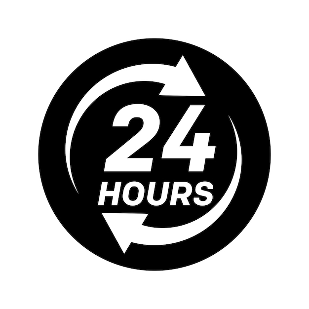 Veinticuatro horas con icono de bucle de flecha 24 horas signo cíclico Ejecución o entrega de la orden abierta