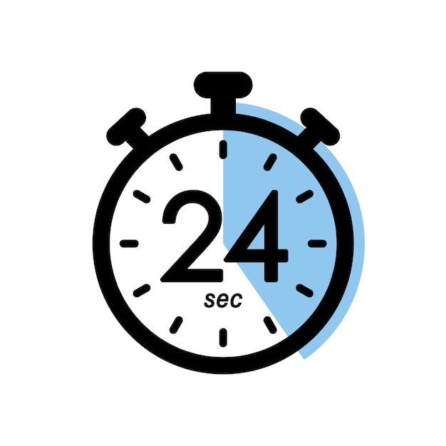Veinticuatro segundos cronómetro icono temporizador símbolo 24 segundos tiempo de espera ilustración vectorial