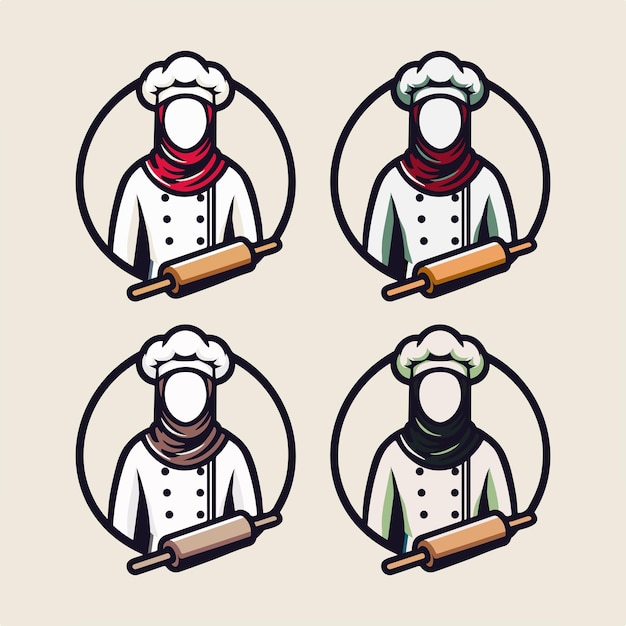 Vektor es una cocinera con hijab.