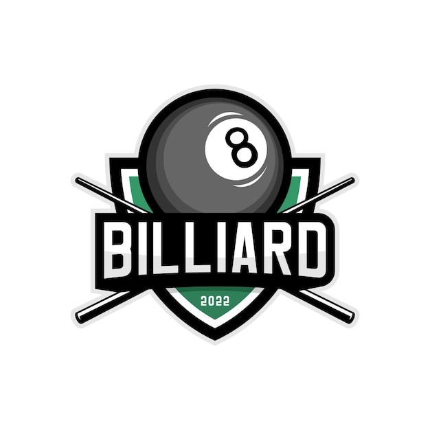 vektor ilustrasi logo biliar, bola dan tongkat