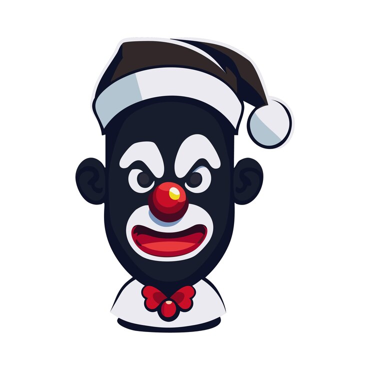 Vektor, el payaso aterrador con el sombrero de Papá Noel.