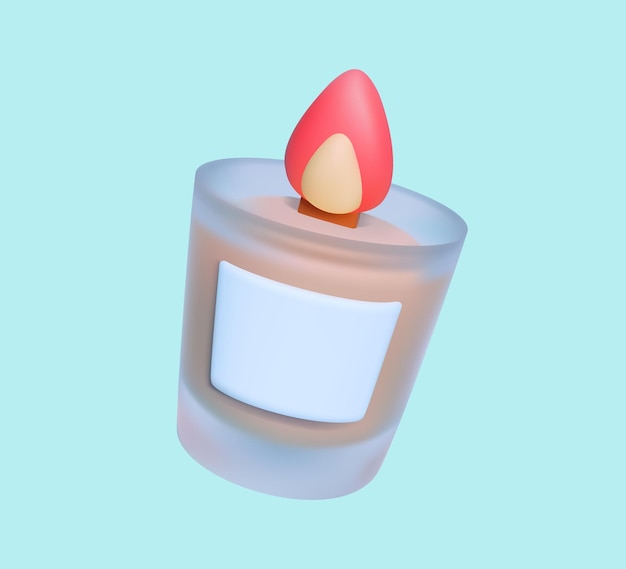 Vela 3D con llama en fondo azul