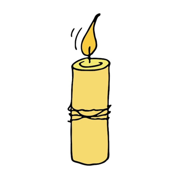 Vela de aroma ardiente Ilustración de un solo garabato Imágenes prediseñadas dibujadas a mano para el diseño del logotipo de la tarjeta