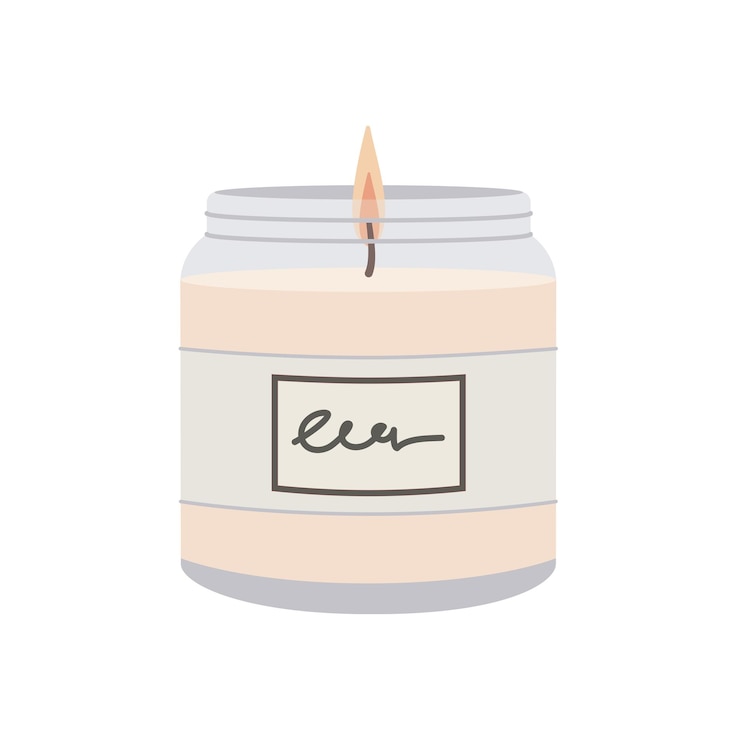 Vector vela de aromaterapia en frasco de vidrio aislada sobre un fondo blanco ilustración vectorial dibujada a mano