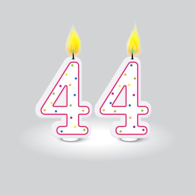 Vela de cumpleaños números cuatro cuatro diseño de confeti colorido decoración numérica de celebración