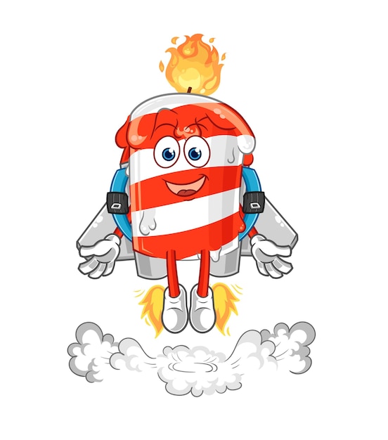 Vela de cumpleaños con vector de dibujos animados de mascota jetpack