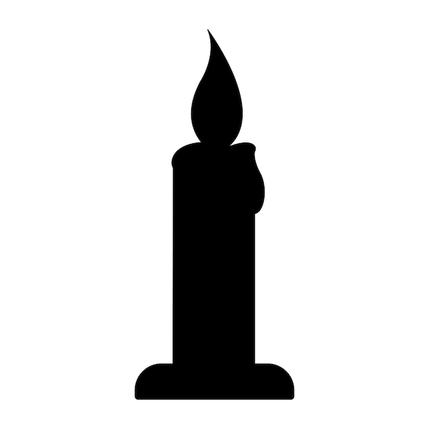 Vela encendida Vector aislado sobre fondo blanco. Vector de arte de línea de Halloween.