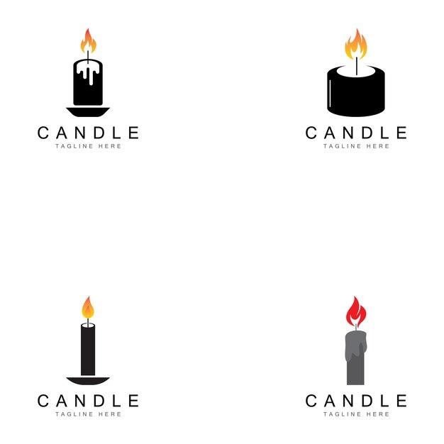 Vela encendida Vector icono diseño ilustración Plantilla