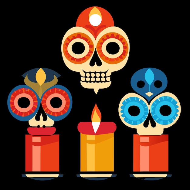 vela con ilustración de calavera