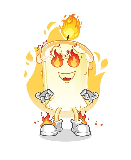 Vela en mascota de fuego. vector de dibujos animados