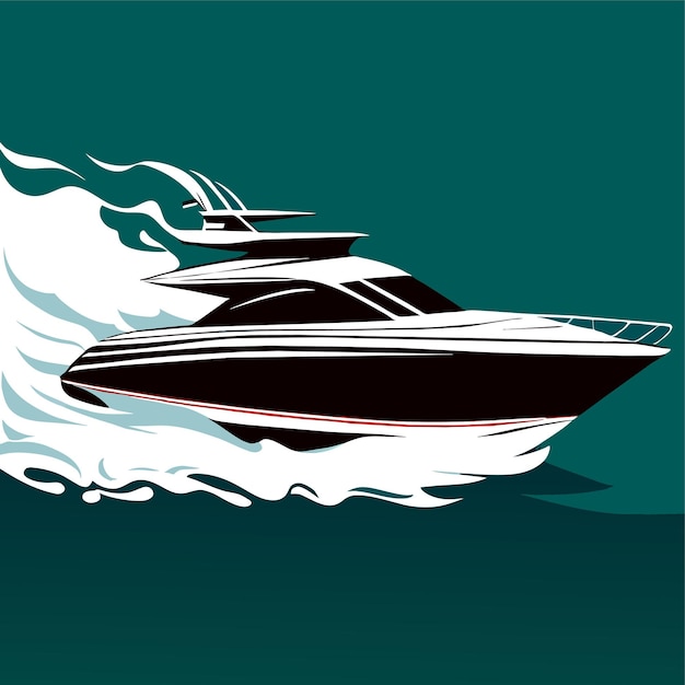 Vector vela de motor de alta velocidad en ilustración vectorial del mar