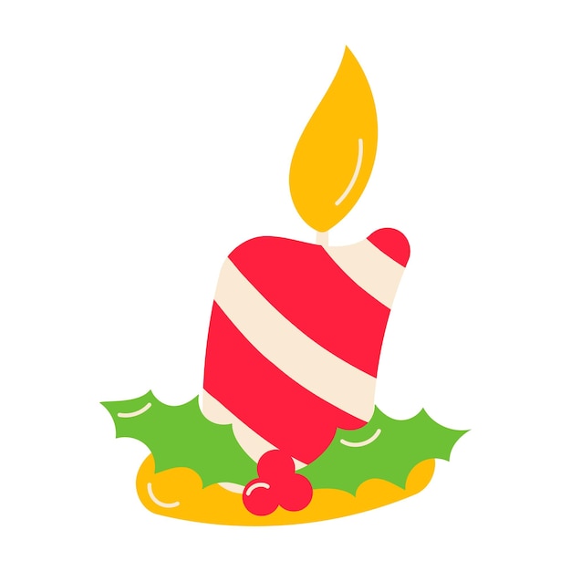 vela navidad acebo luz acogedor icono elemento vector ilustración