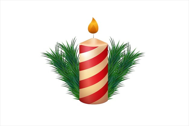 Vela de Navidad con diseño de pegatina de hojas