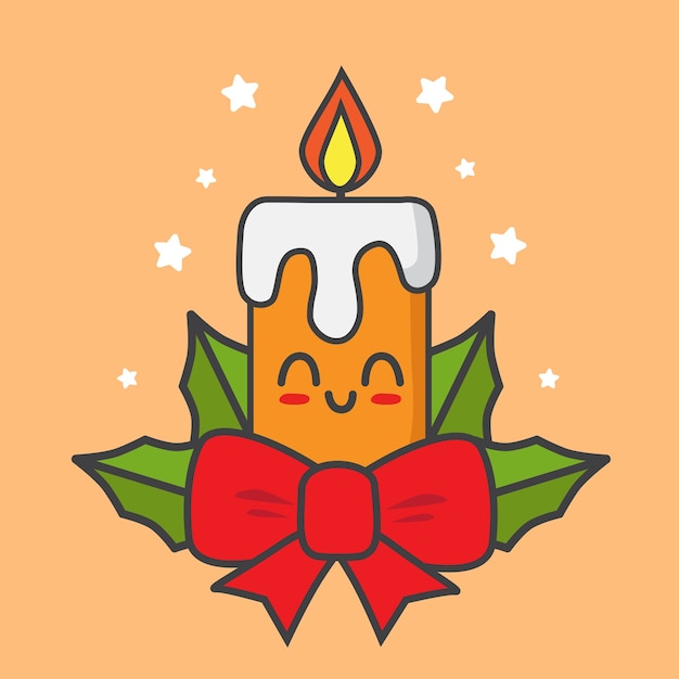 Vector vela navideña con cintas aisladas en naranja