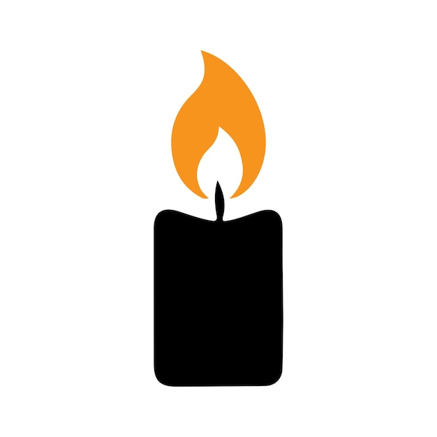 Vela negra con llama naranja
