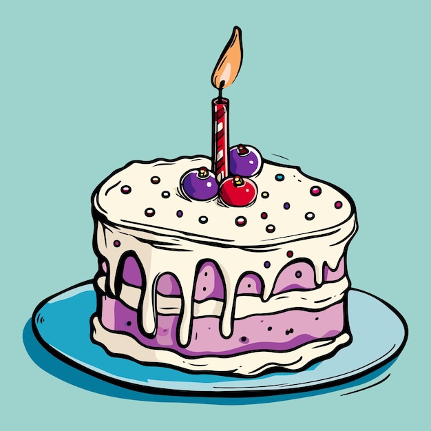 vela de pastel de cumpleaños de dibujos animados