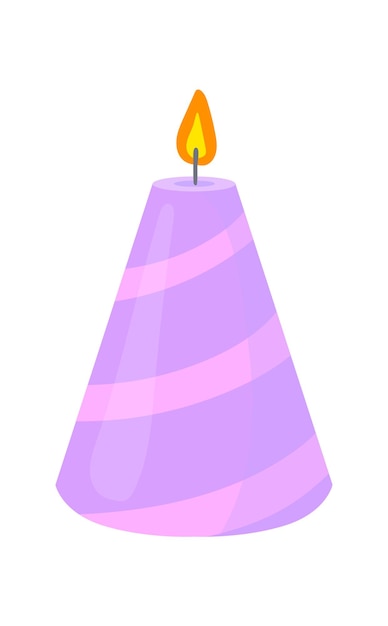 Vela de rayas moradas. Velas perfumadas para reunirse, ilustración vectorial aislado sobre fondo blanco.