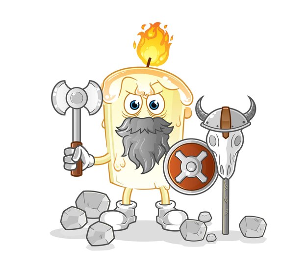 Vela vikinga con un vector de caracteres de ilustración de hacha