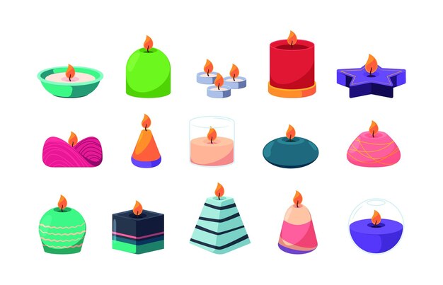 Velas de aromaterapia Artículos de colores para salón de spa velas de colores de belleza decorativa ilustración de vector chillón