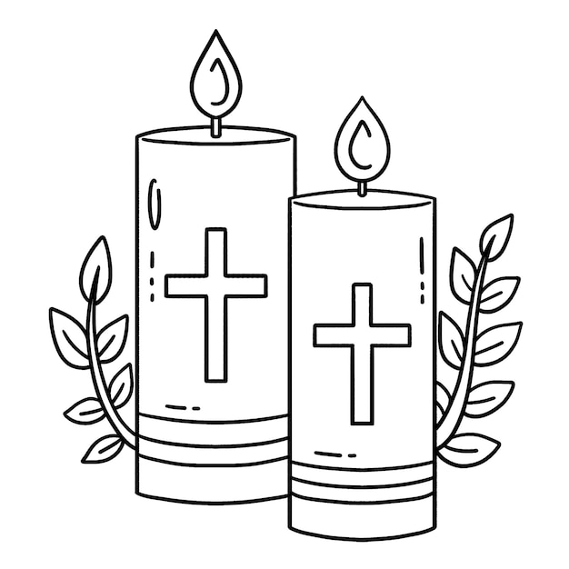 Velas de bautismo con cruces de color aislado