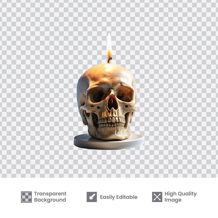 Vector velas y calaveras aisladas en un fondo transparente ilustración de renderización 3d de fondo blanco