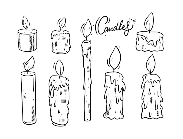 Velas doodle conjunto ilustración