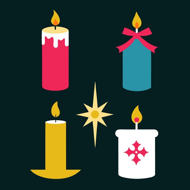 Velas de Navidad establecer ilustración vectorial