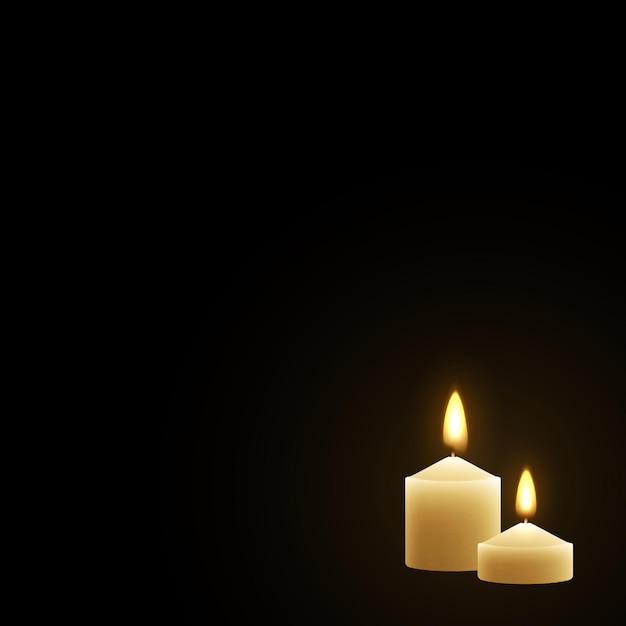 Las velas se queman con fuego aislado ilustración vectorial realista