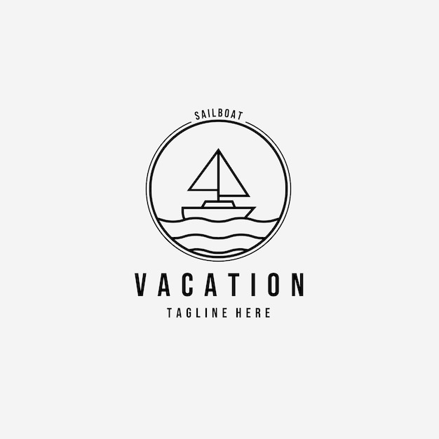 Vector velero vacaciones logo vector ilustración diseño línea arte emblema