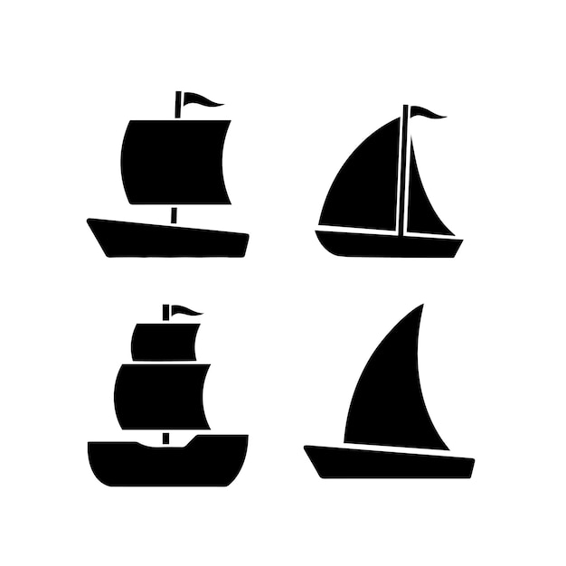 Velero velero símbolo logo y veleros siluetas