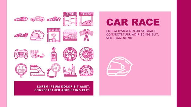 Velocidad del coche carrera automática aterrizaje vector de encabezado