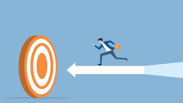 velocidad de empresario corriendo al objetivo
