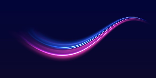 La velocidad de la línea de la policía rayos láser horizontales rayos de luz magia brillante línea de luz de neón senderos púrpura