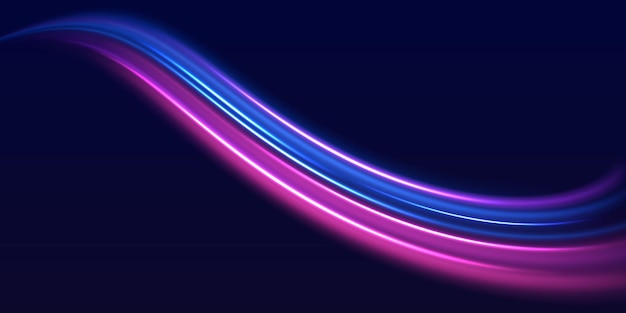La velocidad de la línea de la policía rayos láser horizontales rayos de luz magia brillante línea de luz de neón senderos púrpura