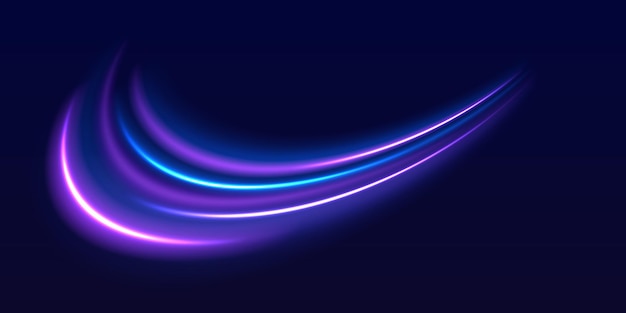 La velocidad de la línea de la policía rayos láser horizontales rayos de luz magia brillante línea de luz de neón senderos púrpura