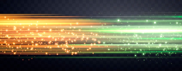 Velocidad de los rayos Velocidad del flujo de luz de neón Zoom en movimiento Efecto de brillo verde y naranja Velocidad