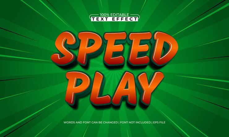Vector velocidad de reproducción efecto de texto editable con un estilo de juego y reproducción de texto