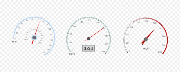 Velocímetro del automóvil con escala de nivel de velocidad o tacómetro