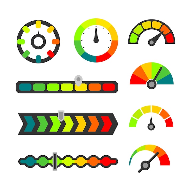 Vector velocímetro barra de calificación de satisfacción de la experiencia del cliente