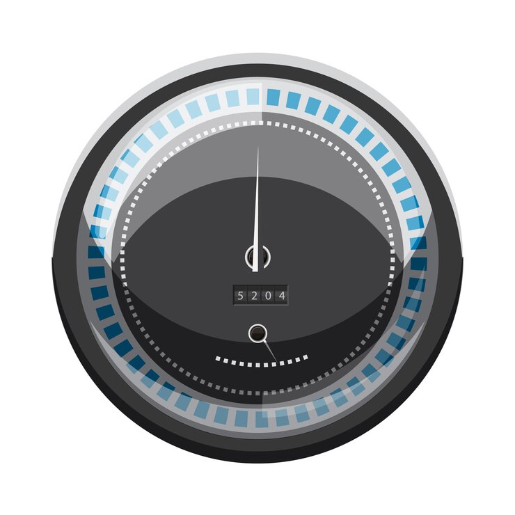 Vector velocímetro para calcular el icono de velocidad en estilo de dibujos animados aislado sobre fondo blanco símbolo de medición de velocidad