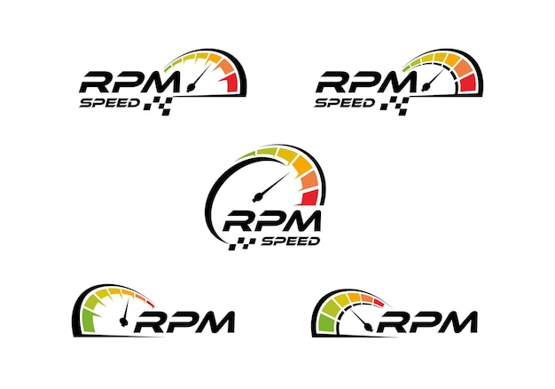 Velocímetro, colección de plantillas de diseño de icono de logotipo de rpm de velocidad
