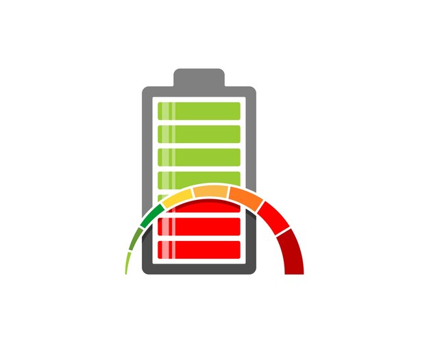 Vector velocímetro con logo de carga de batería