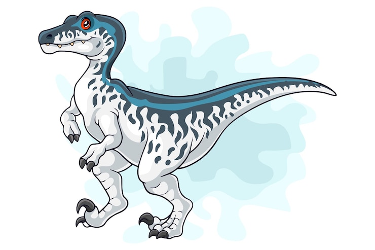 Vector velociraptor divertido de dibujos animados aislado sobre fondo blanco