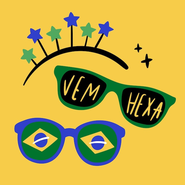 Vector vem hexa. ven hexa brasil en portugués brasileño. bocetos de utilería moderna. vector.