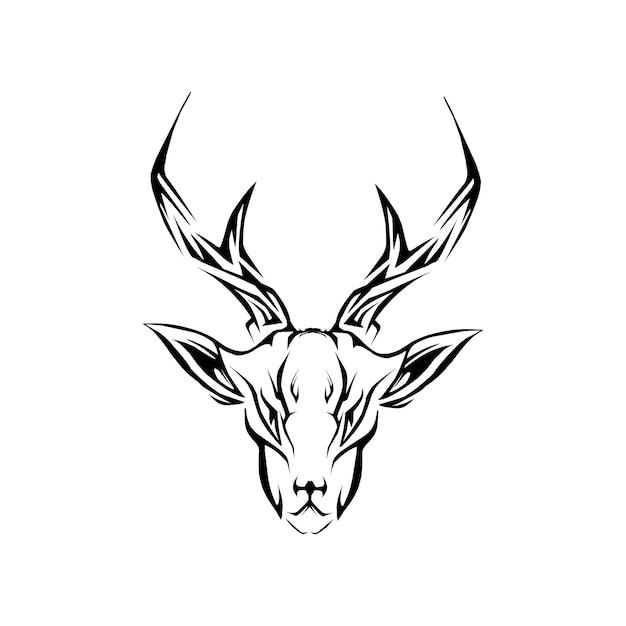 Vector venado animal tribal tatuaje diseño en blanco y negro