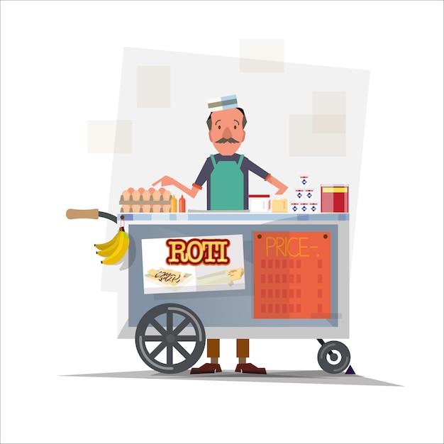 Vendedor Roti con carrito.