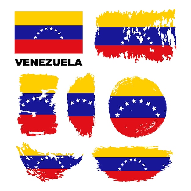Venezuela Grunge bandera conjunto Vector icono plano