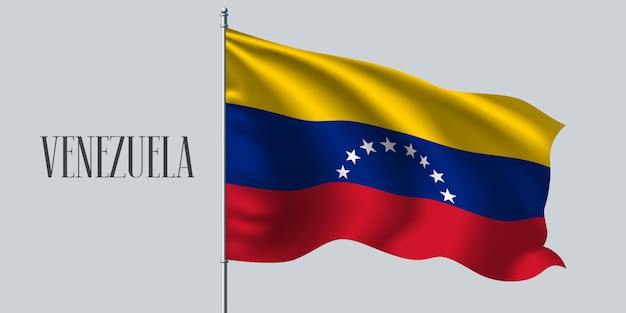 Venezuela ondeando la bandera en el asta de la bandera