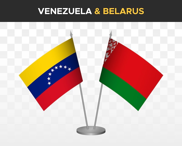 Venezuela vs bielorrusia maqueta de banderas de escritorio aislado 3d vector ilustración banderas de mesa