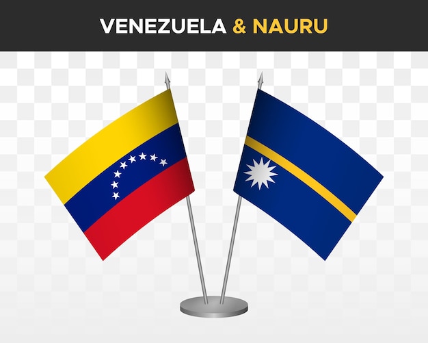 Venezuela vs nauru escritorio banderas maqueta aislado 3d vector ilustración mesa banderas